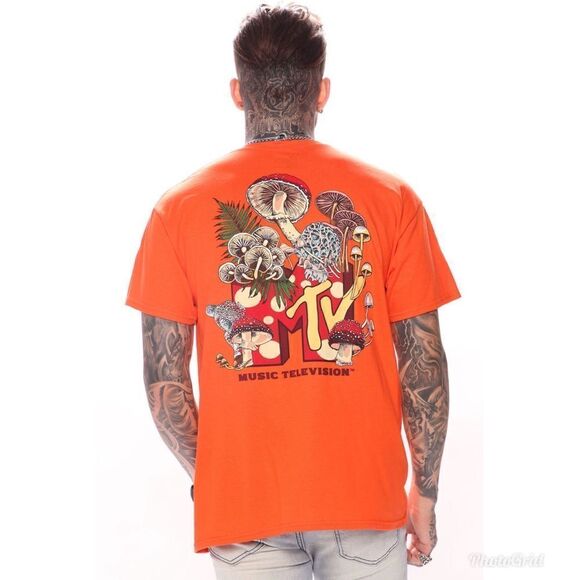 2/$30 Fashion Nova MTV Mushrooms Short Sleeve Tee - Orange - Picture 3 of 8